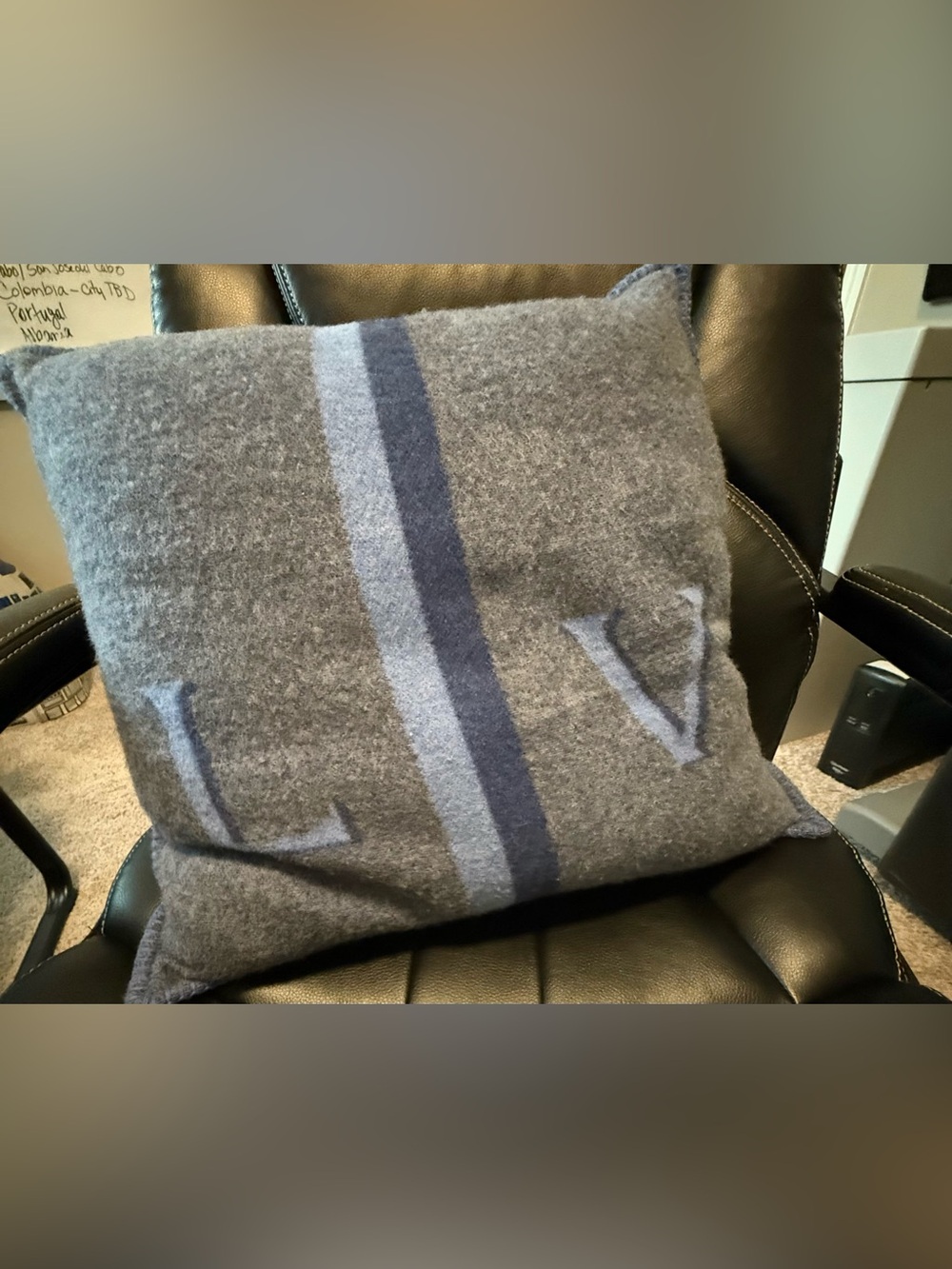 Louis Vuitton Navy Blue/Denim Blue Decorative Pillow With Blue Stripes